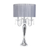 Elegant Designs Romantic Sheer Shade Table Lamp with Hanging Crystals, Gray LT1034-GRY